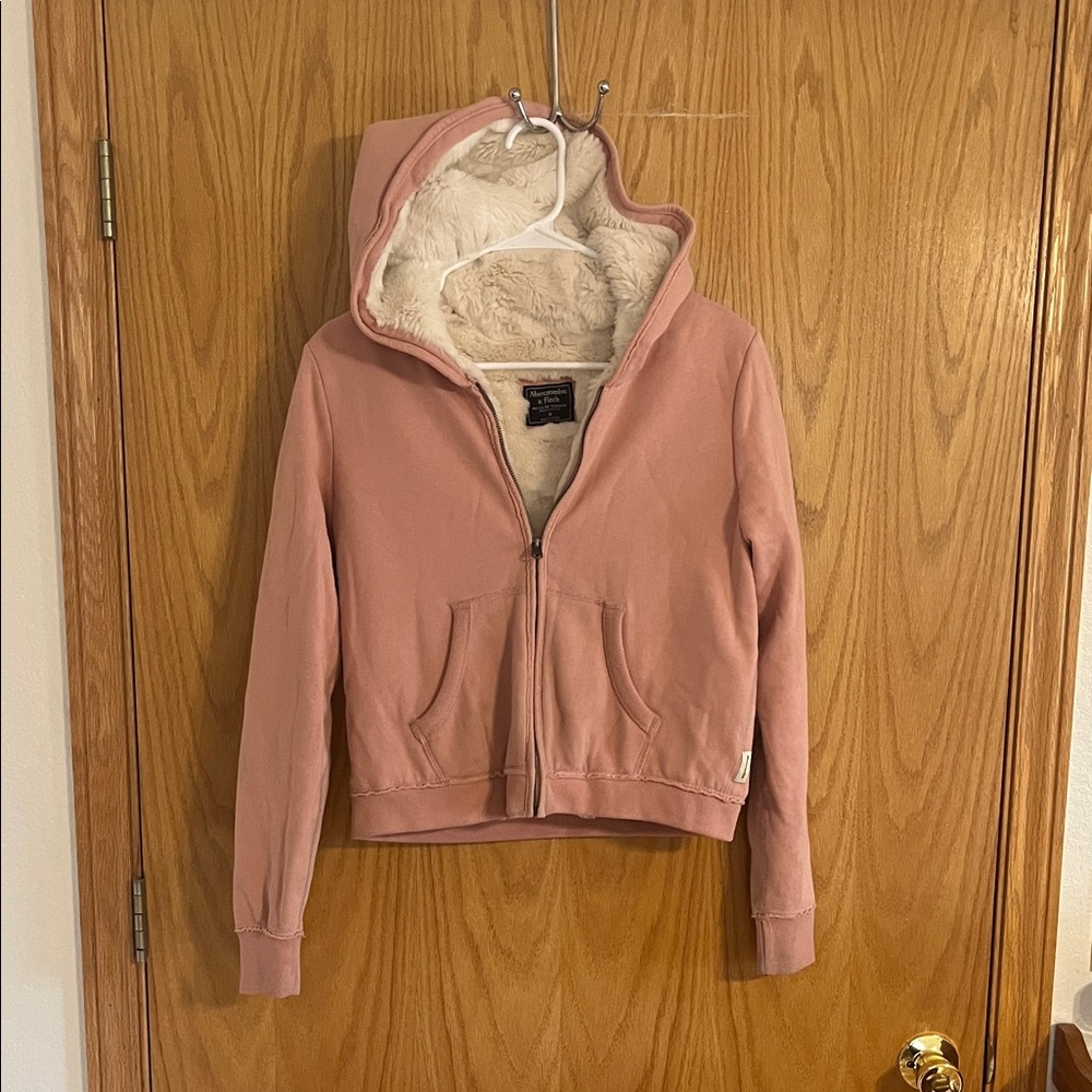 Abercrombie & Fitch Blush Pink Jacket with Faux Fur